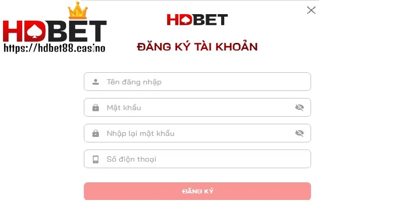 Điền đầy đủ thông tin đăng ký HDBET